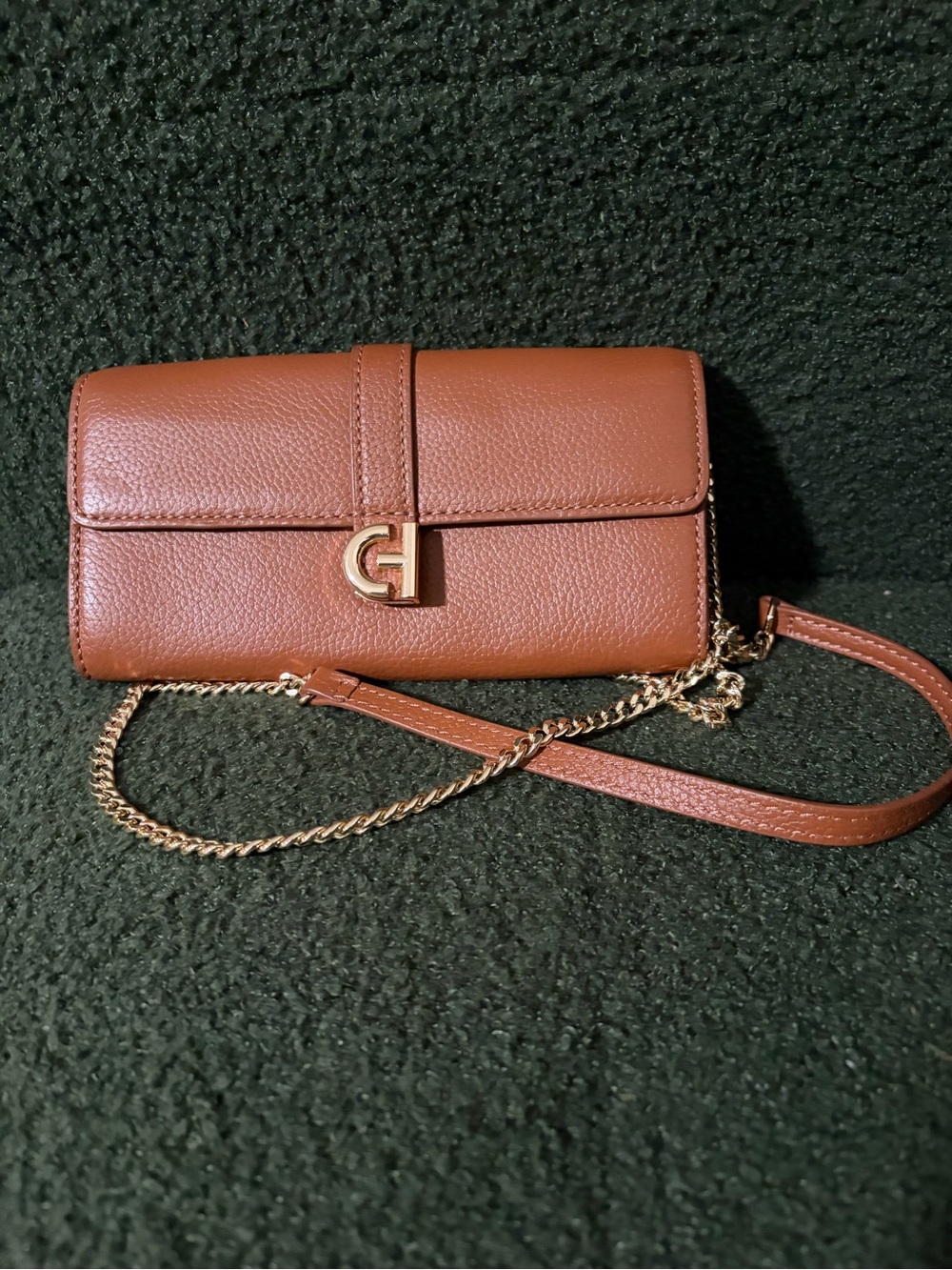 Cole Haan Brown Leather Crossbody with Gold CH Accent